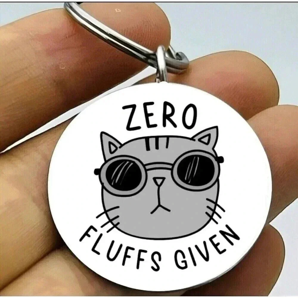Kitty Cat Zero Fluffs Given Hot Funny Cute Animl Laugh Keychain